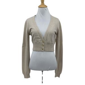 Loulou Studio Cardigan Womens M Medium Beige Batiki Cashmere Cropped Button Up